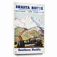 Shasta Route Vintage Travel Poster – Scenic Train Adventure Art