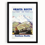 Shasta Route Vintage Travel Poster – Scenic Train Adventure Art