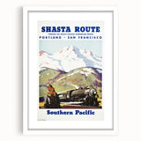 Shasta Route Vintage Travel Poster – Scenic Train Adventure Art