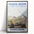 Shasta Route Vintage Travel Poster – Scenic Train Adventure Art