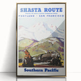 Shasta Route Vintage Travel Poster – Scenic Train Adventure Art