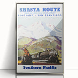 Shasta Route Vintage Travel Poster – Scenic Train Adventure Art