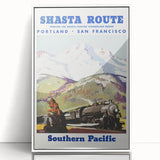 Shasta Route Vintage Travel Poster – Scenic Train Adventure Art