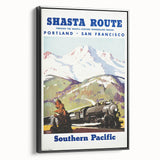 Shasta Route Vintage Travel Poster – Scenic Train Adventure Art