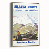 Shasta Route Vintage Travel Poster – Scenic Train Adventure Art