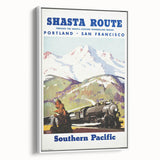Shasta Route Vintage Travel Poster – Scenic Train Adventure Art
