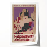 Pueblos of the Southwest Vintage Travel Poster – National Parks Art