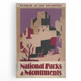 Pueblos of the Southwest Vintage Travel Poster – National Parks Art