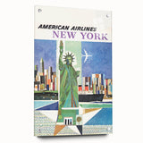 New York Vintage Travel Poster - Retro Statue of Liberty Art