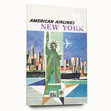 New York Vintage Travel Poster - Retro Statue of Liberty Art