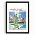 New York Vintage Travel Poster - Retro Statue of Liberty Art