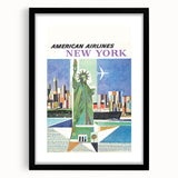 New York Vintage Travel Poster - Retro Statue of Liberty Art