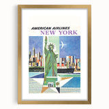 New York Vintage Travel Poster - Retro Statue of Liberty Art