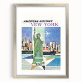 New York Vintage Travel Poster - Retro Statue of Liberty Art