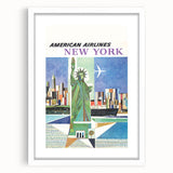 New York Vintage Travel Poster - Retro Statue of Liberty Art