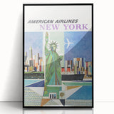 New York Vintage Travel Poster - Retro Statue of Liberty Art