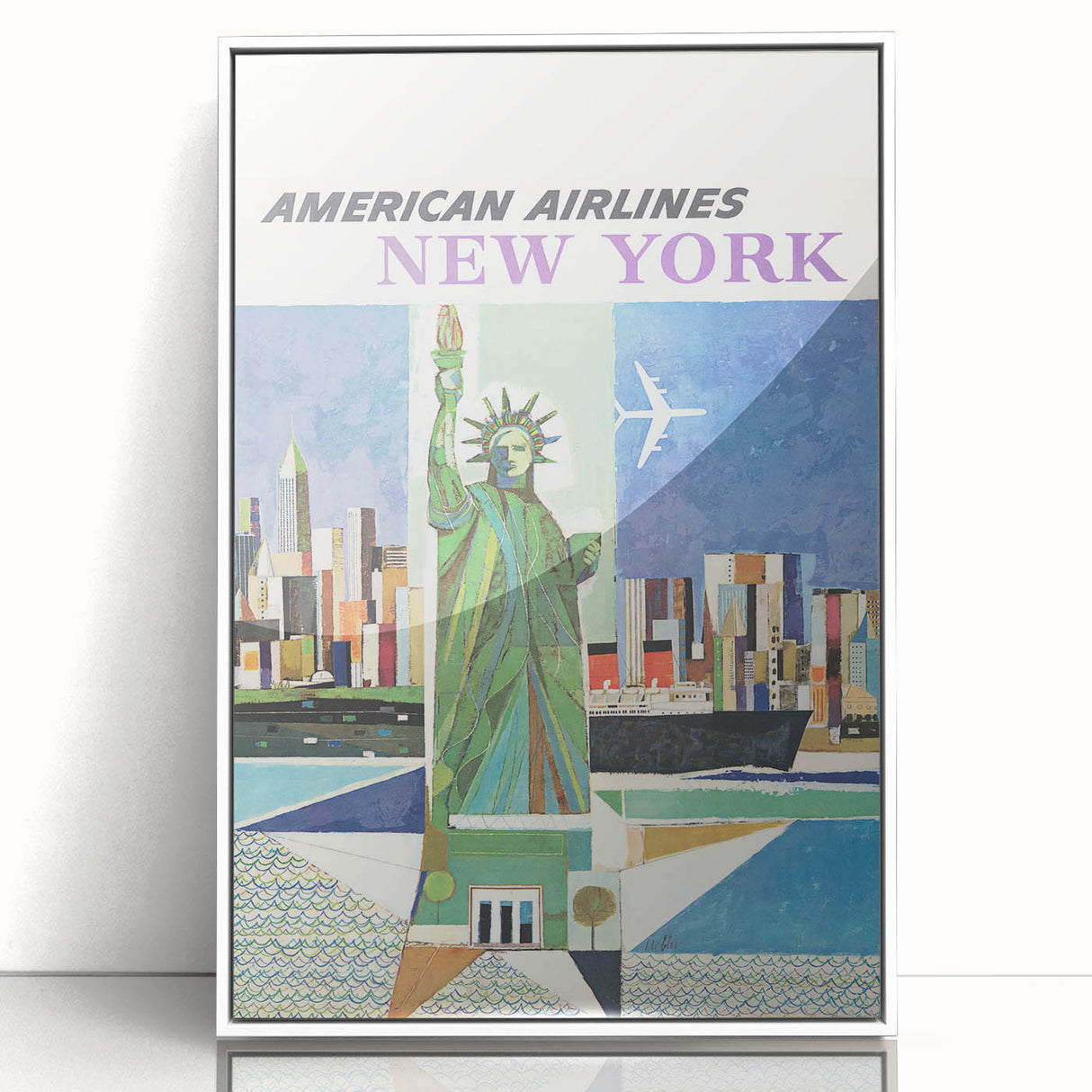 New York Vintage Travel Poster - Retro Statue of Liberty Art