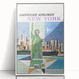 New York Vintage Travel Poster - Retro Statue of Liberty Art