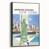 New York Vintage Travel Poster - Retro Statue of Liberty Art