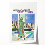 New York Vintage Travel Poster - Retro Statue of Liberty Art