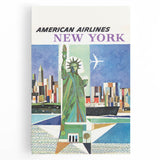 New York Vintage Travel Poster - Retro Statue of Liberty Art