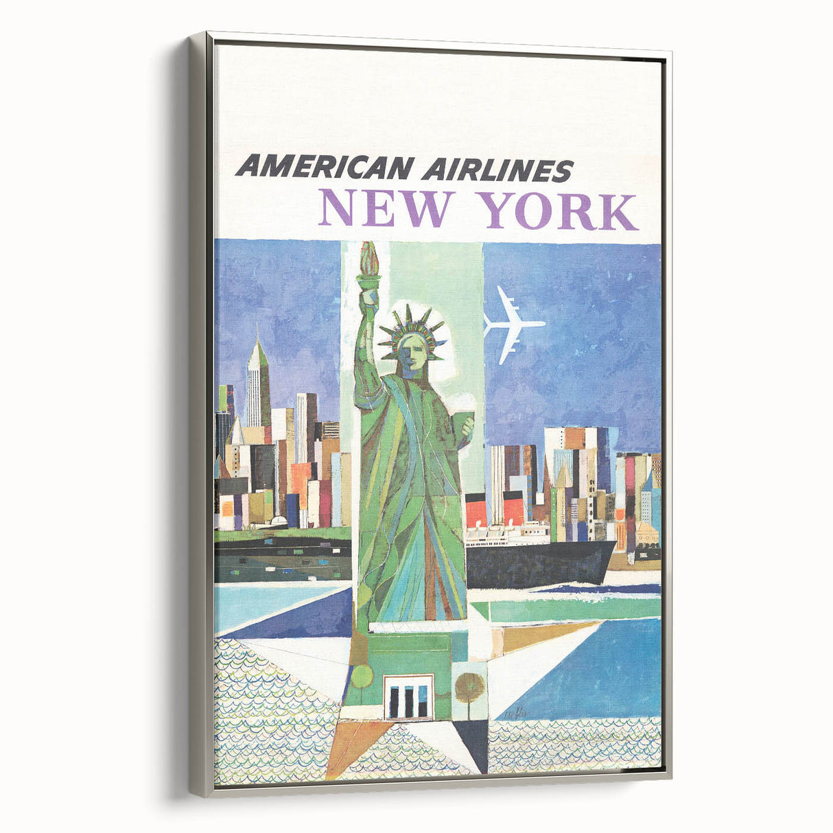 New York Vintage Travel Poster - Retro Statue of Liberty Art