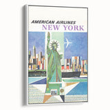 New York Vintage Travel Poster - Retro Statue of Liberty Art