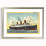 S.S. Queen Mary Poster – Vintage Ocean Liner Travel Art