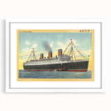 S.S. Queen Mary Poster – Vintage Ocean Liner Travel Art