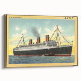 S.S. Queen Mary Poster – Vintage Ocean Liner Travel Art