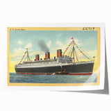 S.S. Queen Mary Poster – Vintage Ocean Liner Travel Art