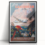 Caribbean Vintage Travel Poster - Retro Pan Am Aviation Art