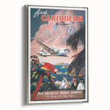 Caribbean Vintage Travel Poster - Retro Pan Am Aviation Art