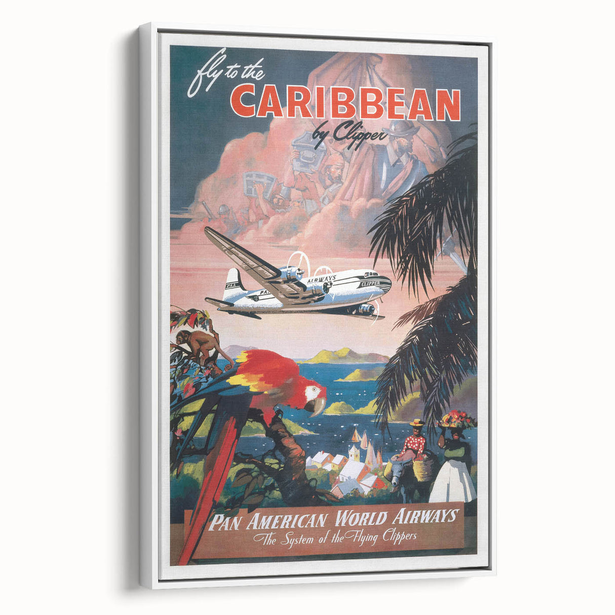Caribbean Vintage Travel Poster - Retro Pan Am Aviation Art