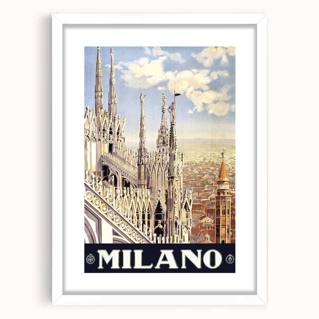 Milan Vintage Travel Poster - Retro Italian Architecture Art