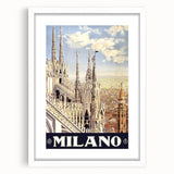 Milan Vintage Travel Poster - Retro Italian Architecture Art