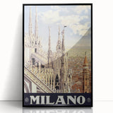 Milan Vintage Travel Poster - Retro Italian Architecture Art