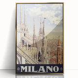 Milan Vintage Travel Poster - Retro Italian Architecture Art