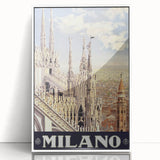 Milan Vintage Travel Poster - Retro Italian Architecture Art