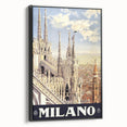 Milan Vintage Travel Poster - Retro Italian Architecture Art