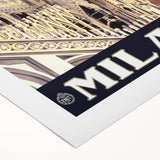 Milan Vintage Travel Poster - Retro Italian Architecture Art