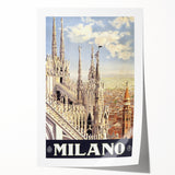 Milan Vintage Travel Poster - Retro Italian Architecture Art