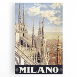 Milan Vintage Travel Poster - Retro Italian Architecture Art