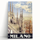 Milan Vintage Travel Poster - Retro Italian Architecture Art