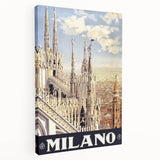Milan Vintage Travel Poster - Retro Italian Architecture Art