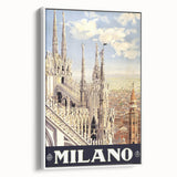 Milan Vintage Travel Poster - Retro Italian Architecture Art