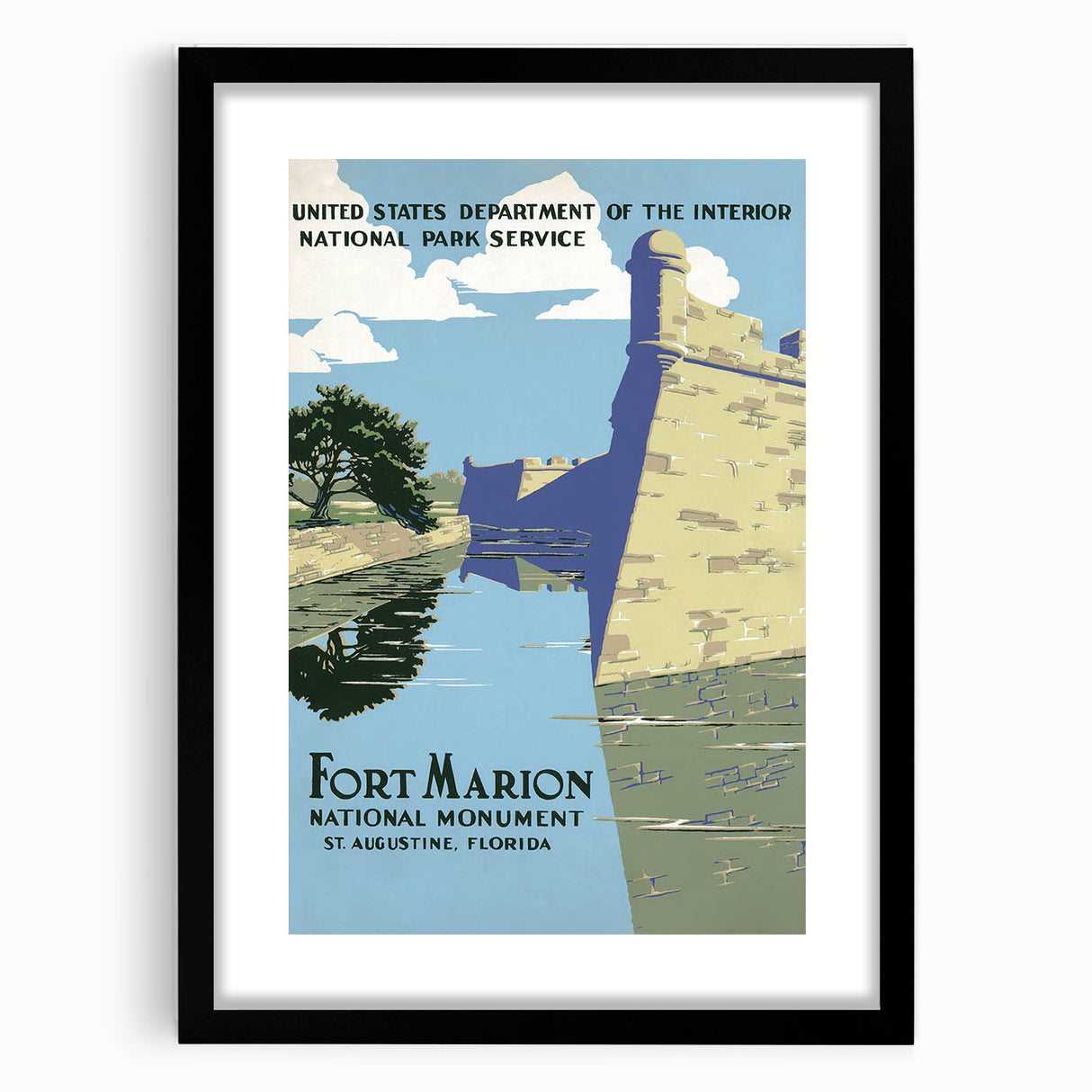 Fort Marion Vintage Travel Poster - Retro Florida Landmark Art