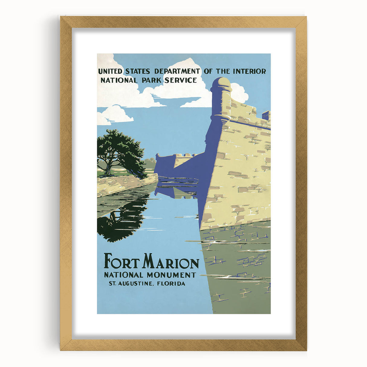 Fort Marion Vintage Travel Poster - Retro Florida Landmark Art
