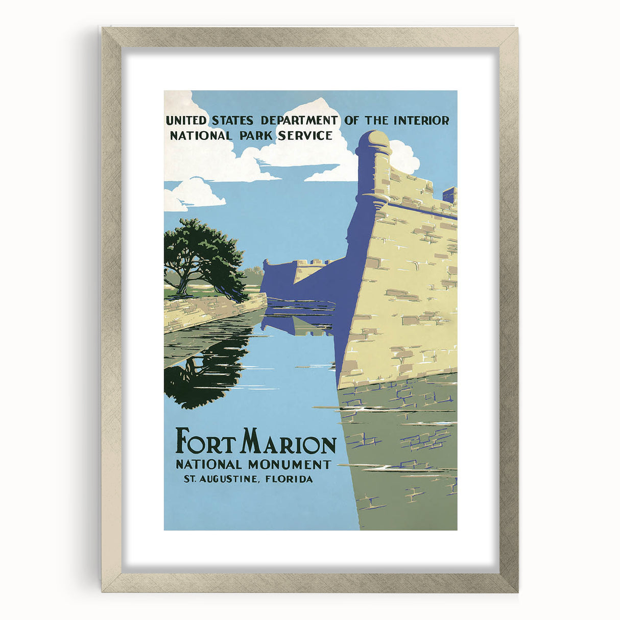 Fort Marion Vintage Travel Poster - Retro Florida Landmark Art