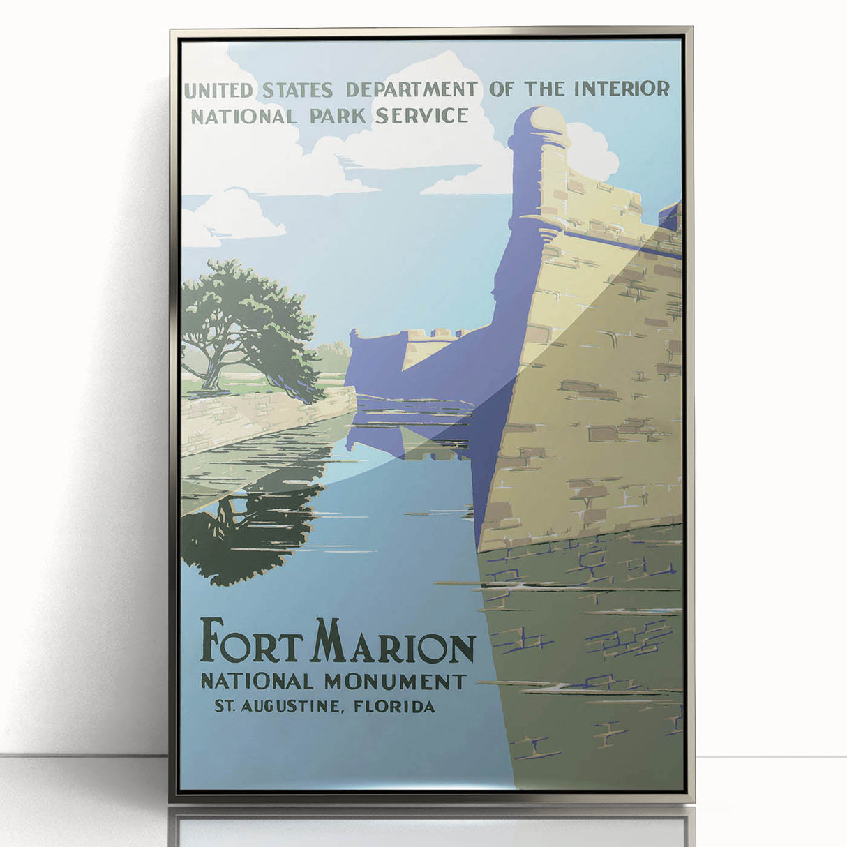 Fort Marion Vintage Travel Poster - Retro Florida Landmark Art